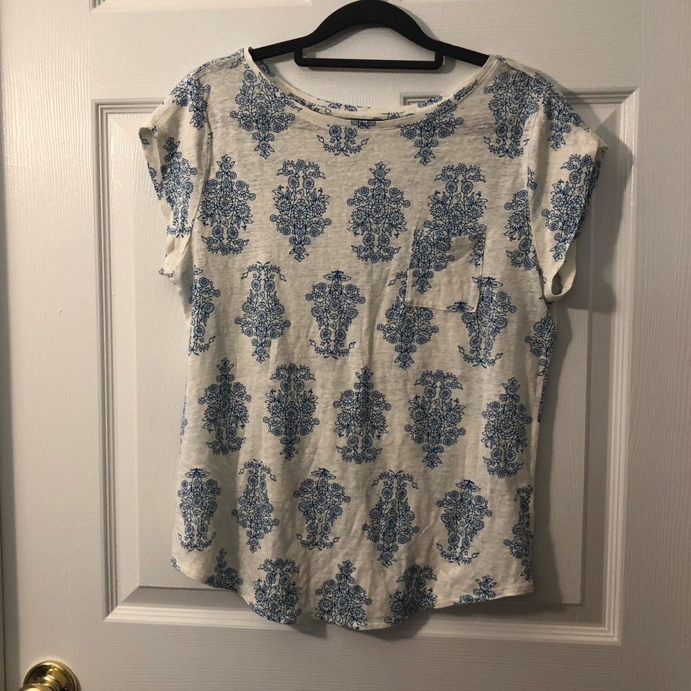 Loft Linen Pocket Patterned T-Shirt